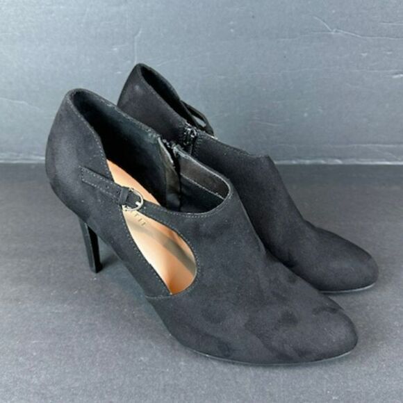 Women's Kelly & Katie "Chayse" Black Faux Suede Side Zipper High Heels Size 10 - Picture 3 of 7